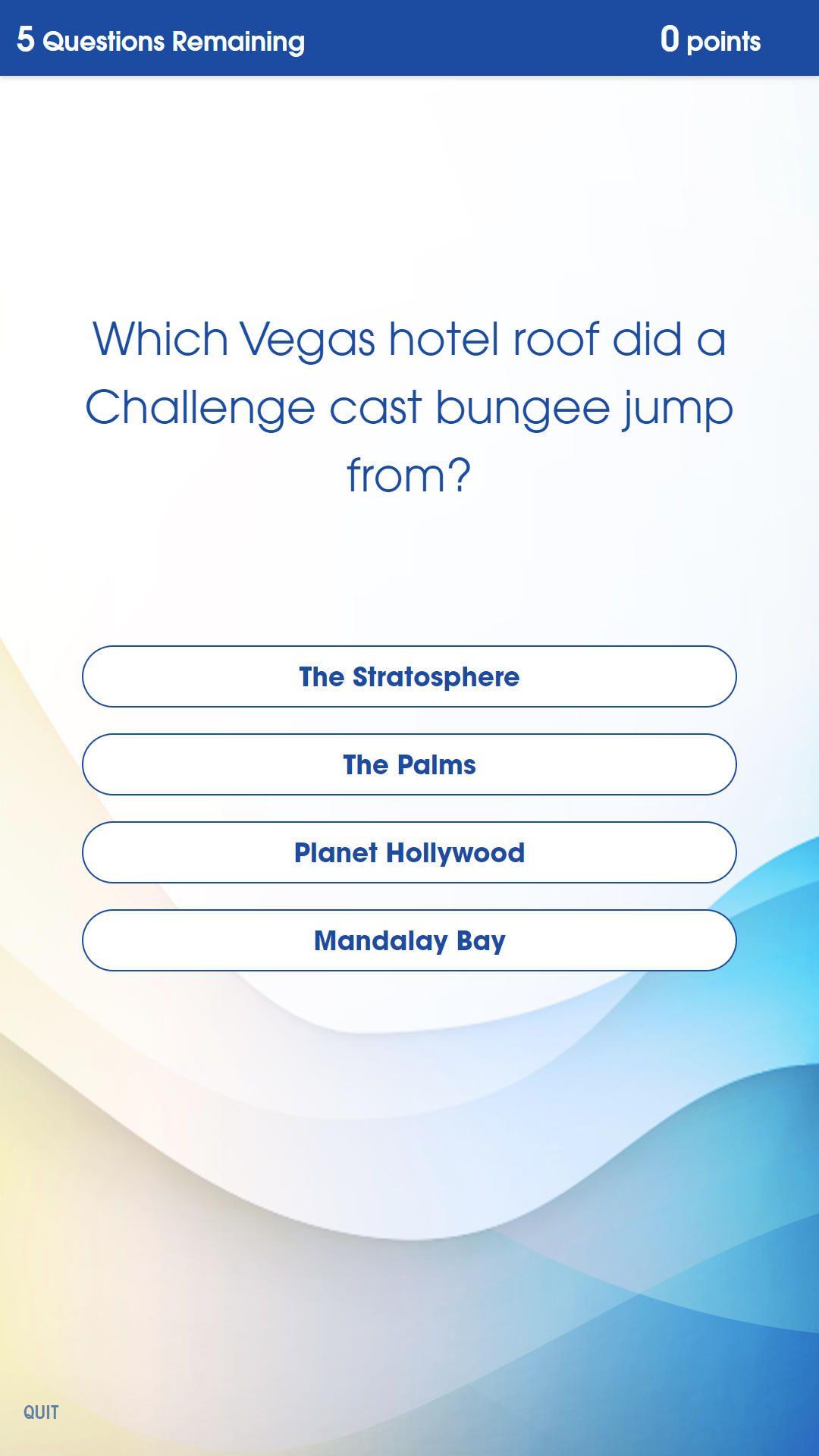 Bunim Murray Trivia app question screen